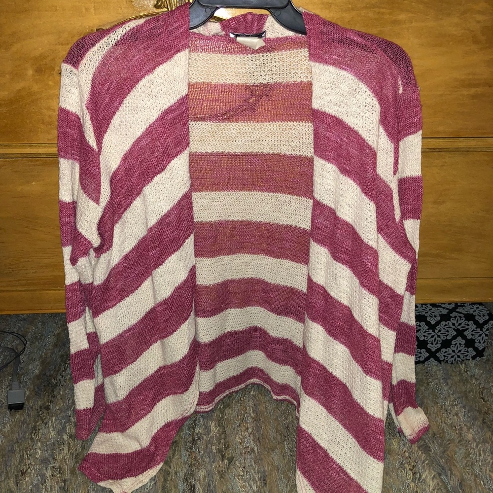 Pink & White striped cardigan